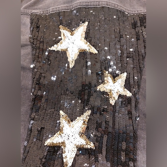 L’agence Zuma cropped denim jacket sequin details - Picture 10 of 10